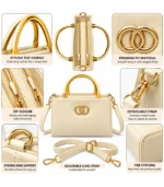 Beige Women's Premium PU Sling Bag – Close-Up Detail View