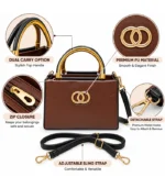 Dark Brown Women's Premium PU Sling Bag for Ladies – Front View