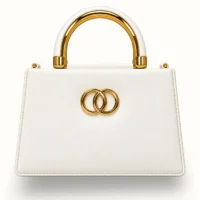 White women's handbag with gold detailing – Moonlite Bazaar