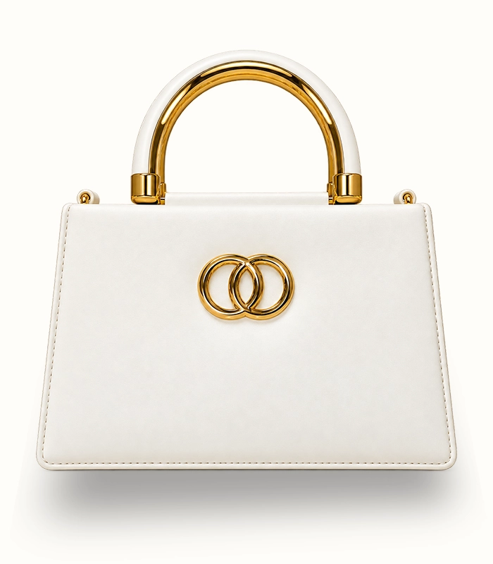 White women's handbag with gold detailing – Moonlite Bazaar